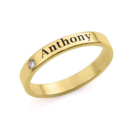 Christmas Gift Stackable Name Ring in Silver with Diamond Multiple name rings 18K Gold Plating Ring MelodyNecklace