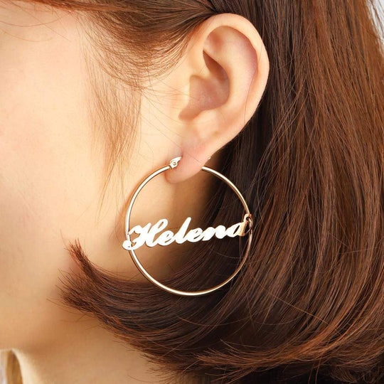 Christmas Gift Sterling Silver Hoop Name Earrings Earring MelodyNecklace