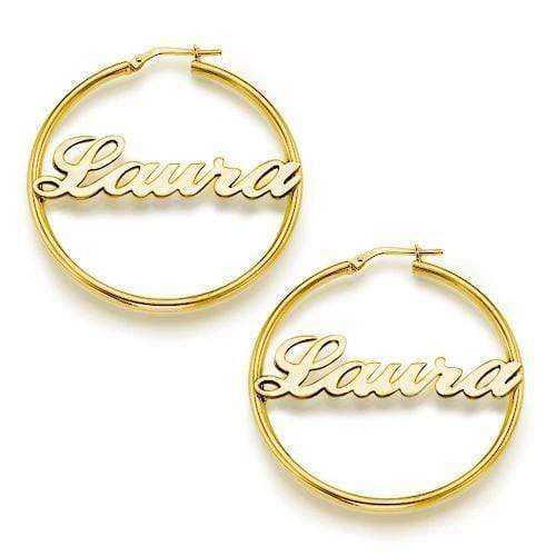 Christmas Gift Sterling Silver Hoop Name Earrings Gold Plated Earring MelodyNecklace