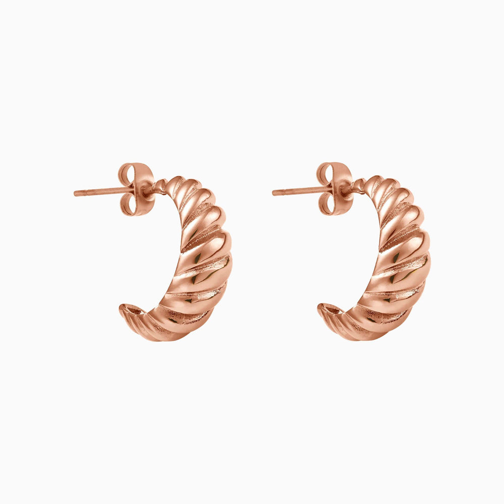 Croissant Dome Hoops 18k Rose Gold Plated Earring MelodyNecklace