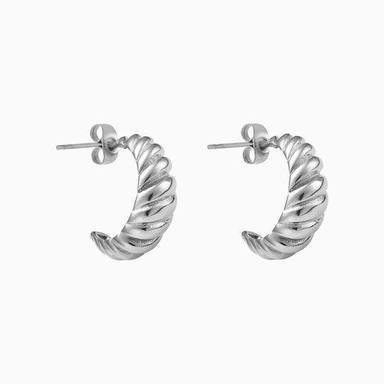 Croissant Dome Hoops Silver Earring MelodyNecklace