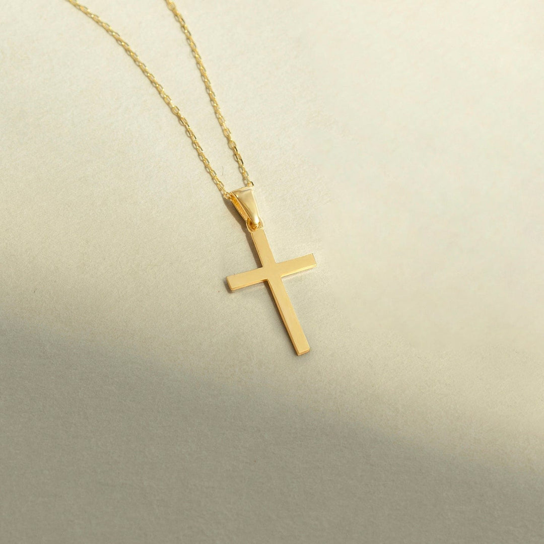 Cross Necklace in 14k Solid Gold Necklace MelodyNecklace