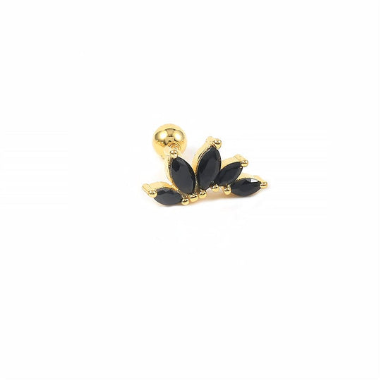 Crown Piercing Earring Gold-Black Earrings MelodyNecklace