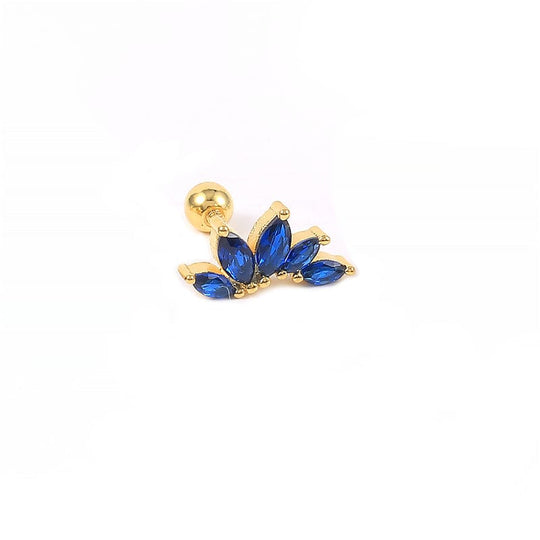 Crown Piercing Earring Gold-Blue Kosiner