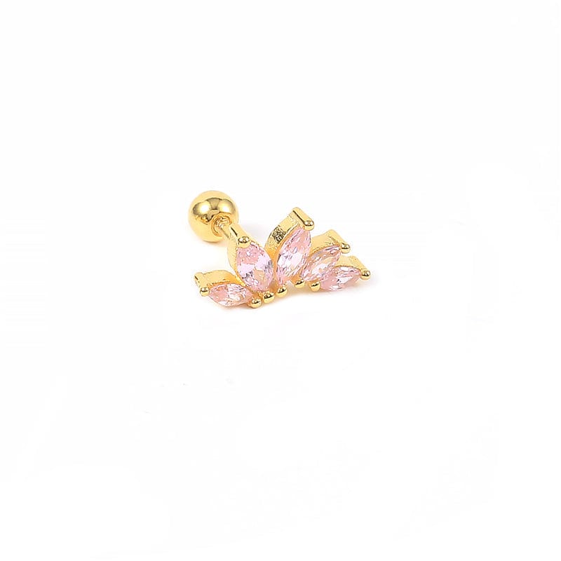 Crown Piercing Earring Gold-Pink Kosiner