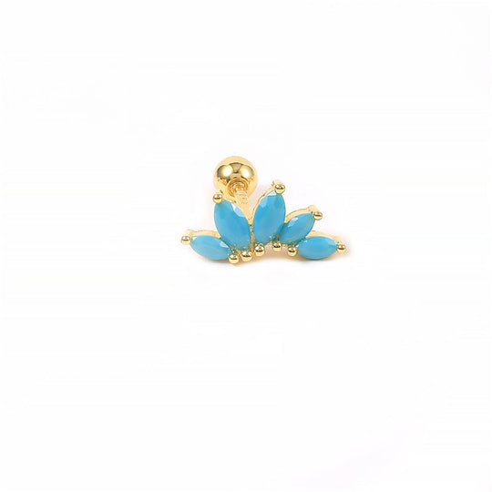 Crown Piercing Earring Gold-Turquoise Kosiner