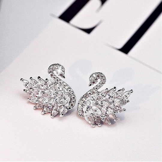 Crystal Swan Earrings