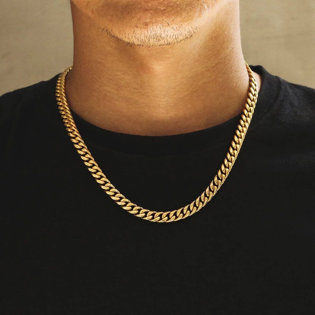 Cuban Link Chain Necklace Stainless Steel 8mm Men Necklace Gift GOLD / 18" Cuba link MelodyNecklace