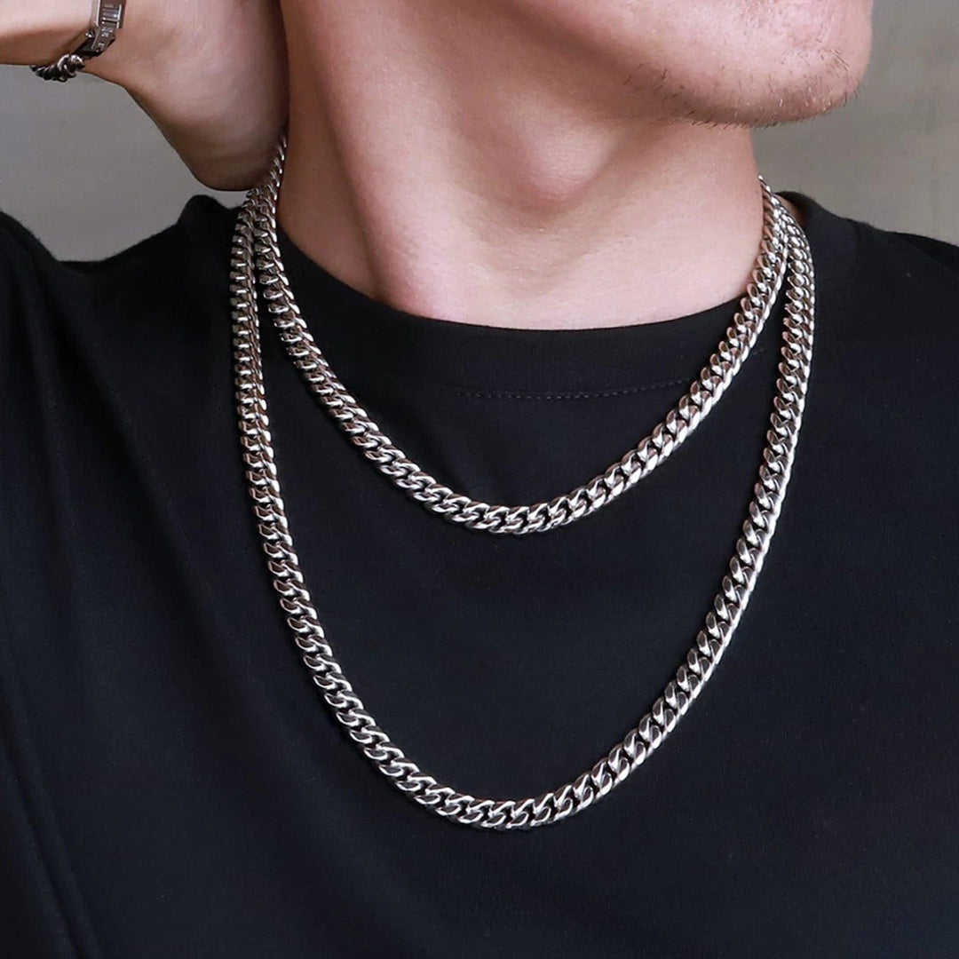 Cuban Link Chain Necklace Stainless Steel 8mm Men Necklace Gift SILVRE / 18" Cuba link MelodyNecklace