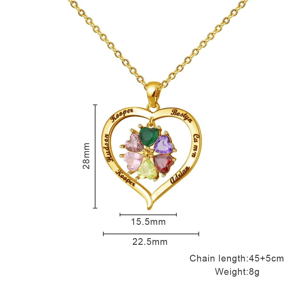 Custom Diamond Heart Birthstone Necklace Mom Necklace MelodyNecklace