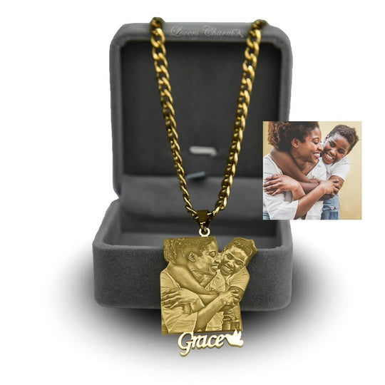 Custom Photo Portrait Engraved Necklace Necklace for man MelodyNecklace