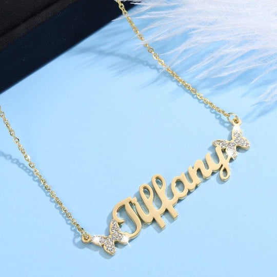 Cute Butterfly Name Necklace Sparkling Necklace MelodyNecklace