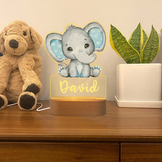 Personalized Elephant Night Light Custom Name LED Lamp for Kids