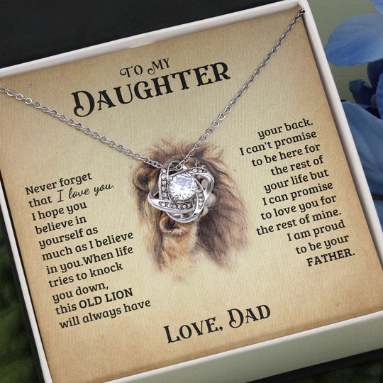 To My Daughter from Dad Love Knot Necklace "Never Forget That I Love You"