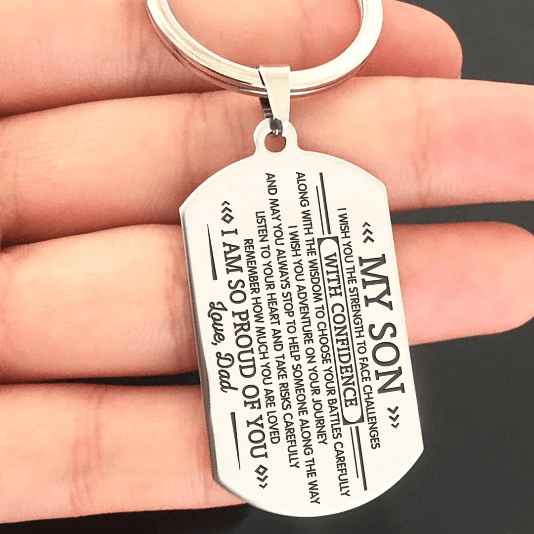 Dad To My Son- I Wish You the Strength To Face Challenges Keychain MelodyNecklace