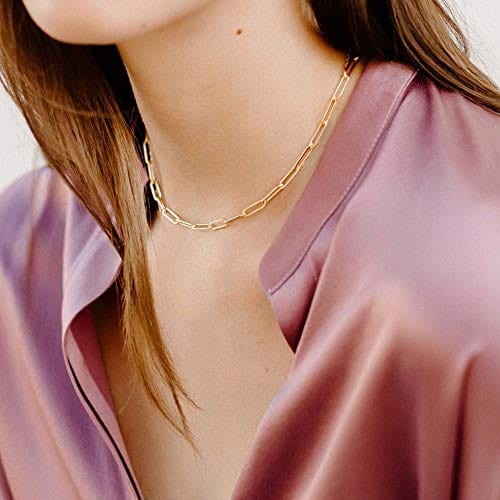 Dainty Double Side Layered Hammered Hexagon Initial Necklaces for Women Paperclip Chain Choker Initial Necklace MelodyNecklace