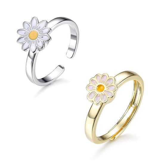 Daisy Anxiety Fidget Ring Set - 2 Rings / Adjustable Ring MelodyNecklace