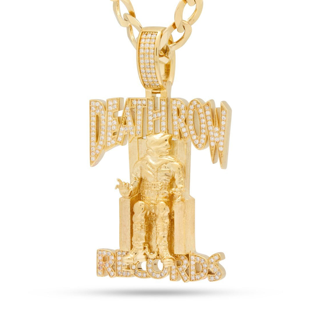 Solid Gold / 14K Gold / 2.3" Death Row Records x King Ice - Iced Logo Necklace