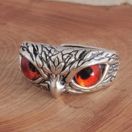 Demon Eye Owl Ring Open Adjustable Ring Red Ring MelodyNecklace