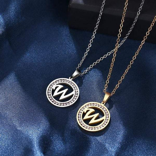 Diamond Inlaid A-Z Necklace Silver mylongingnecklace