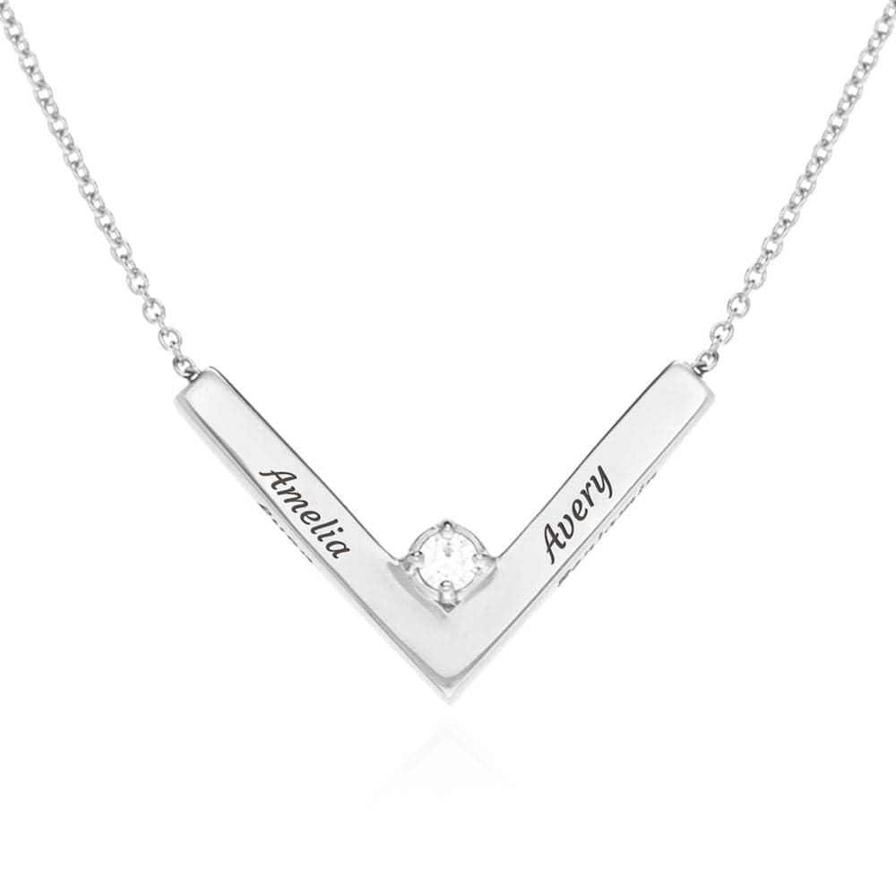 Diamond V Necklace 925 Sterling Silver Necklace MelodyNecklace