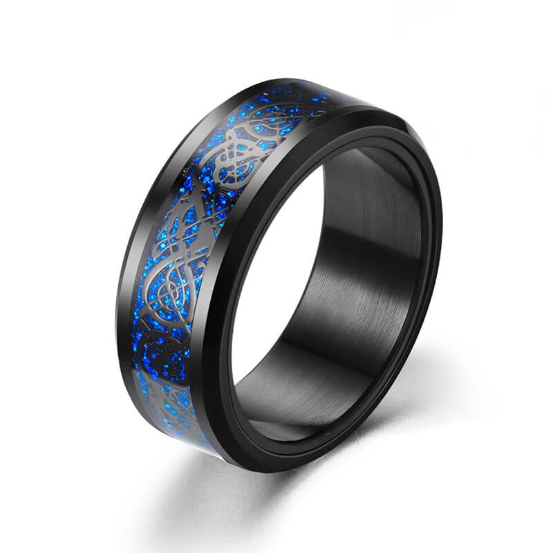 Domineering Dragon Pattern Turnable Ring Blue / 6 Ring MelodyNecklace