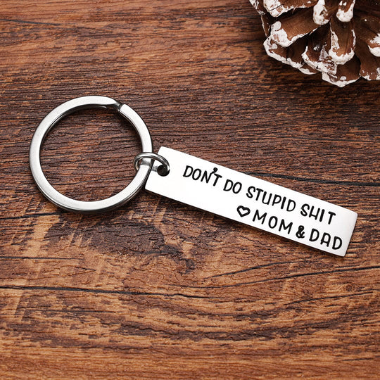 Don't Do Stupid Funny Keychain Gift Box Set for Son and Daughter Keychain MelodyNecklace