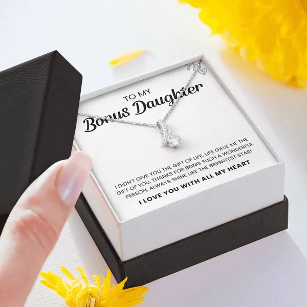To My Bonus Daughter | Shine Like The Brightest Star Alluring Beauty Necklace Gift Set