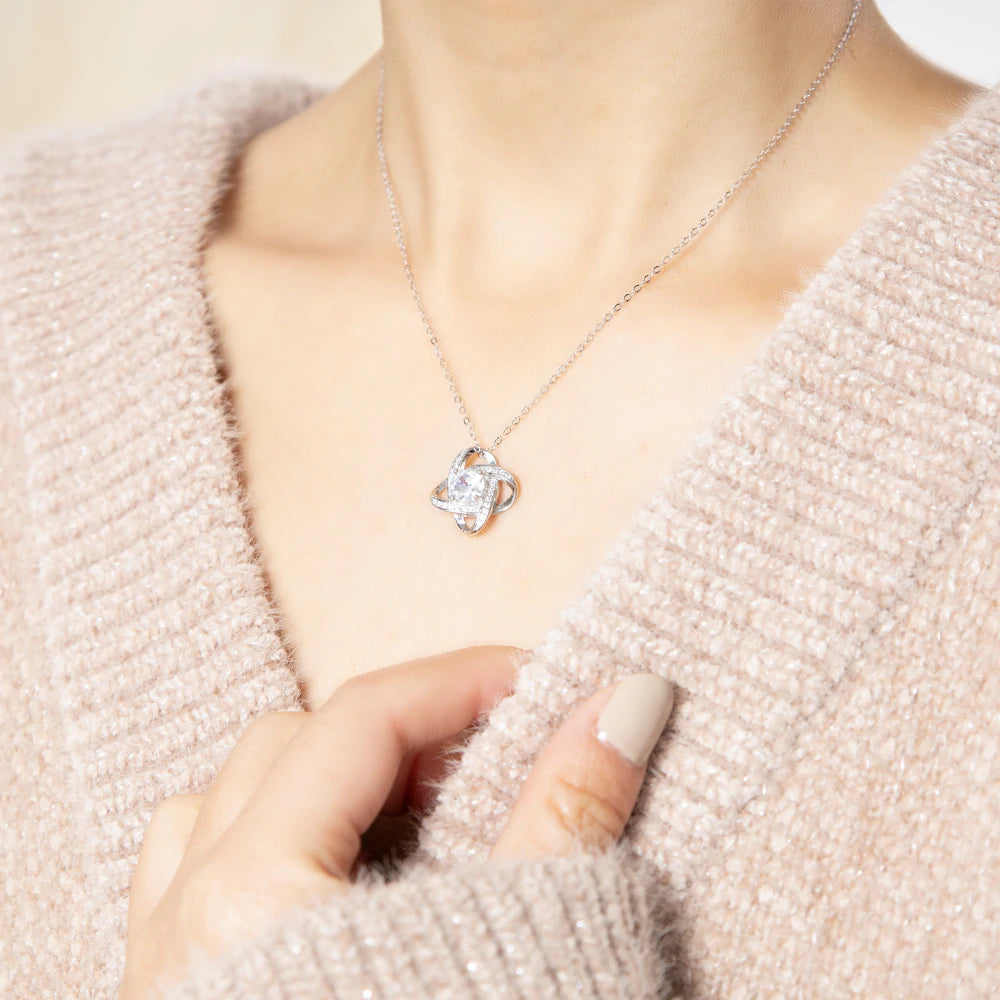 To My Dearest Granddaughter Love Knot Necklace "Always Keep Me in Your Heart"
