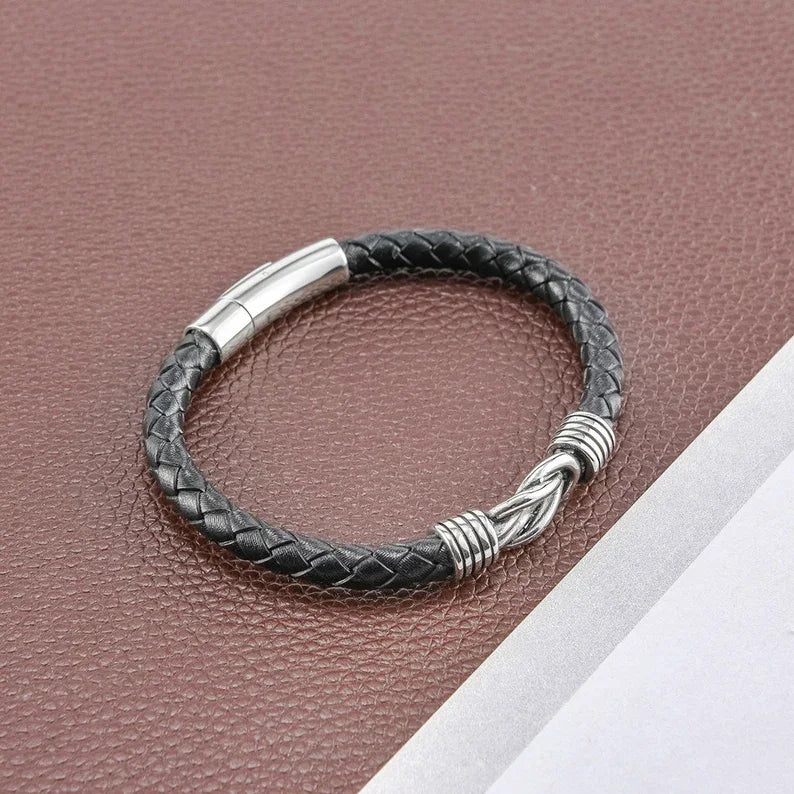 Grandma and Grandson Forever Linked Together Leather Knot Bracelet Warm Gift
