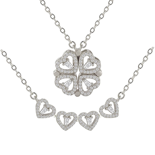 Four Leaf Clover Necklace Dainty Magnetic Heart Necklace for Her