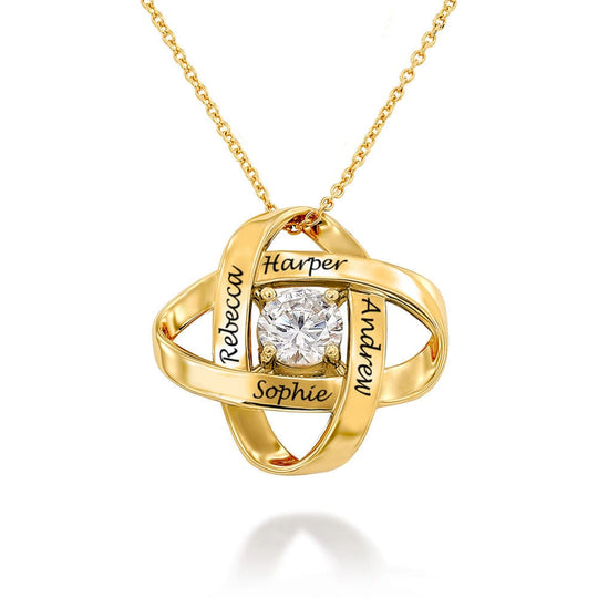 Engraved Eternal Necklace with Cubic Zirconia Gold Mom Necklace MelodyNecklace