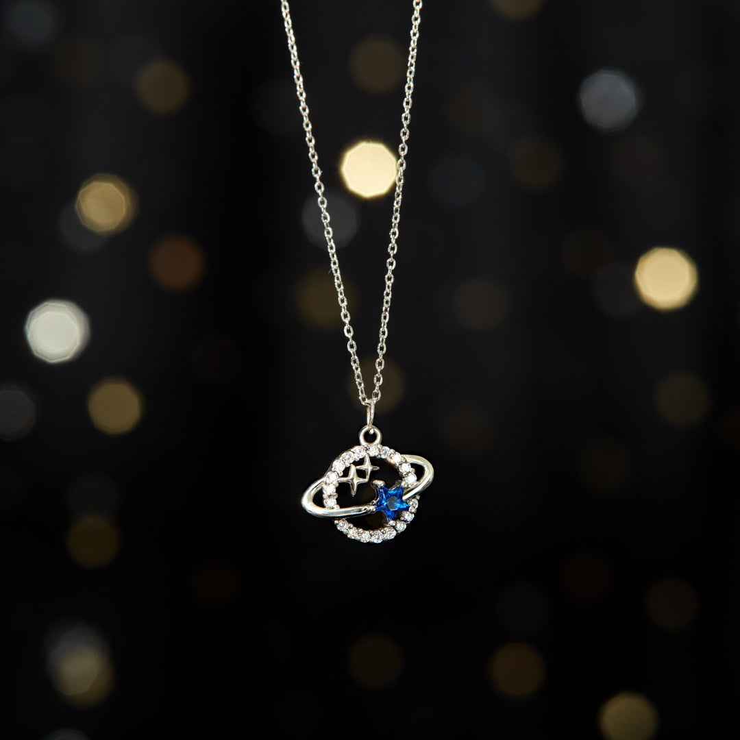 To My Granddaughter Moon & Stars Planet Necklace