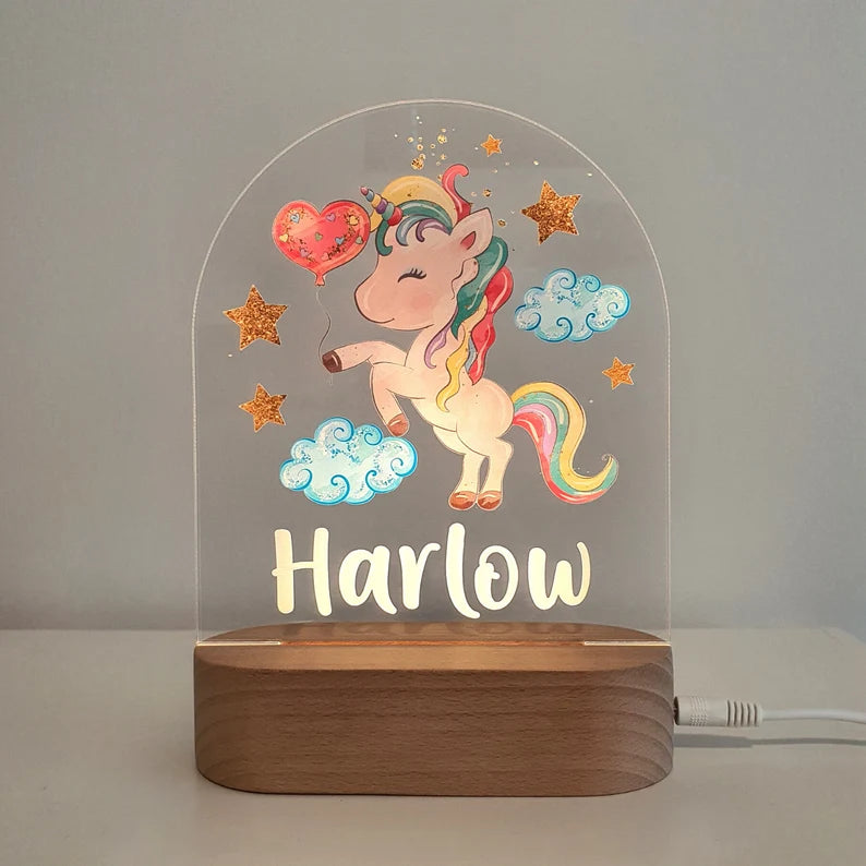 for Granddaughter Personalized Rainbow Unicorn Night Light Custom Name LED Lamp