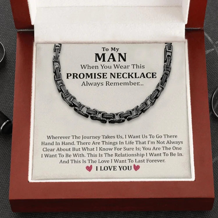 To My Man I LOVE YOU Cuban Link Necklace Stainless Steel Necklace Valentine's Gift for Husband Boyfriend