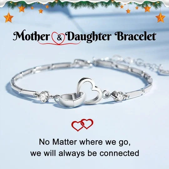 To My Daughter Mother and Daughter Forever Linked Together Double Heart Bracelet