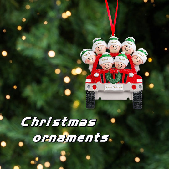 Personalized Family Car Christmas Tree Ornament with 7 Names Christmas Ornaments