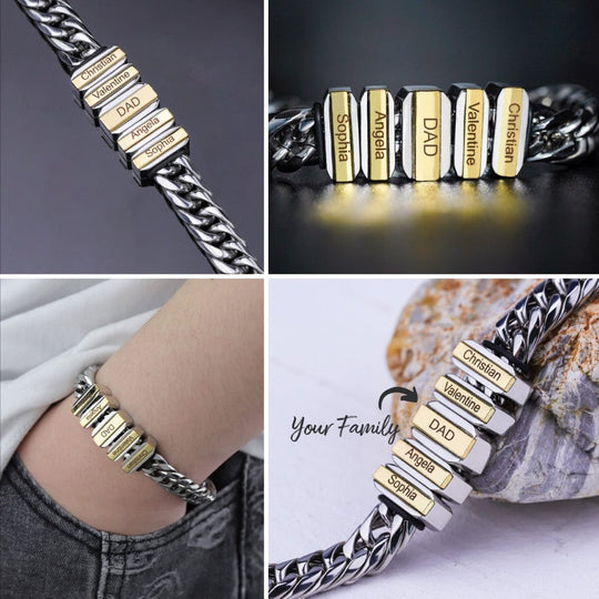 Father's Day Gift Cuba Link Men's Bracelet With Personalized Beads 925 Sterling silver / Gold Bracelet For Man MelodyNecklace