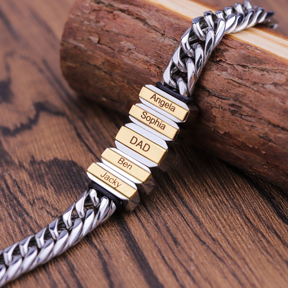 Father's Day Gift Cuba Link Men's Bracelet With Personalized Beads Bracelet For Man MelodyNecklace
