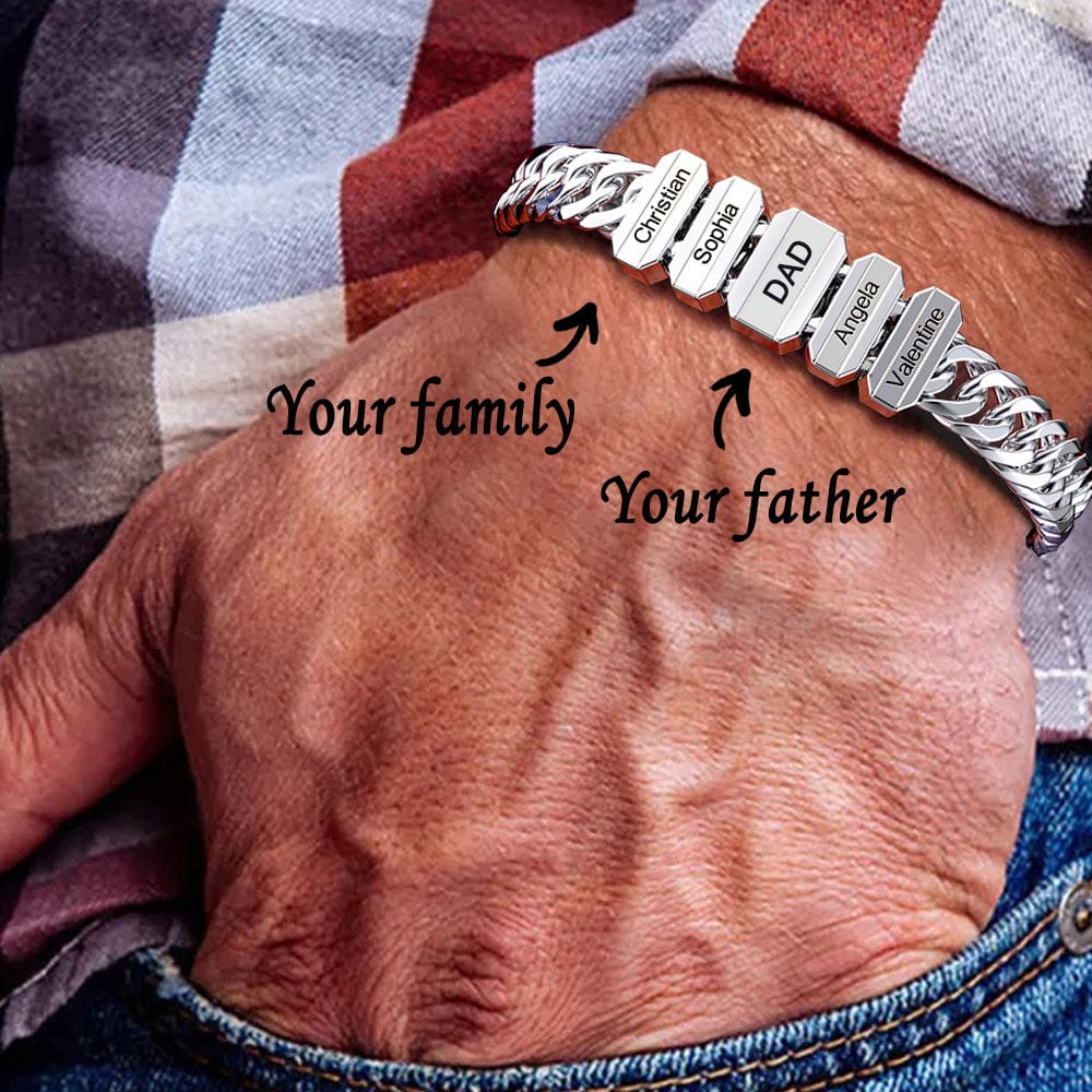 Father's Day Gift Cuba Link Men's Bracelet With Personalized Beads Stainless steel / Silver Bracelet For Man MelodyNecklace