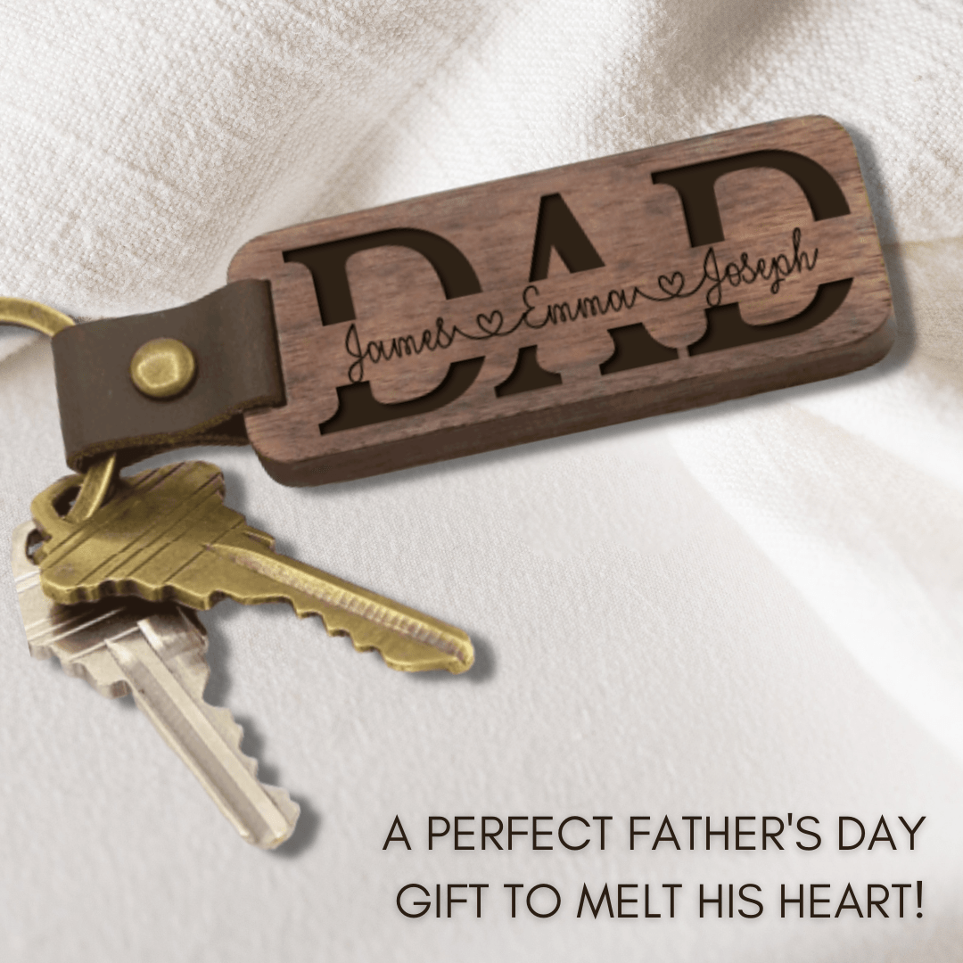 Father's Day Gift Loving Dad-Personalized Wooden Keychain Genuine Walnut Wood Necklace for man MelodyNecklace