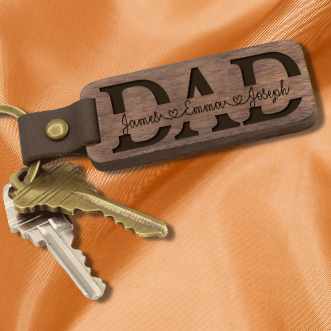 Father's Day Gift Loving Dad-Personalized Wooden Keychain Genuine Walnut Wood Necklace for man MelodyNecklace