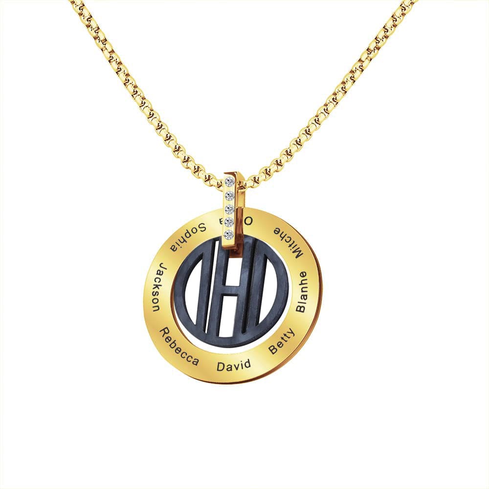 Father's Day Gift Personalized DAD Circle Necklace Circle / Gold / Stainless Steel Necklace for man MelodyNecklace