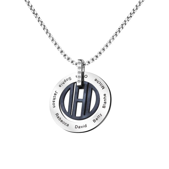 Father's Day Gift Personalized DAD Circle Necklace Circle / Silver / Stainless Steel Necklace for man MelodyNecklace