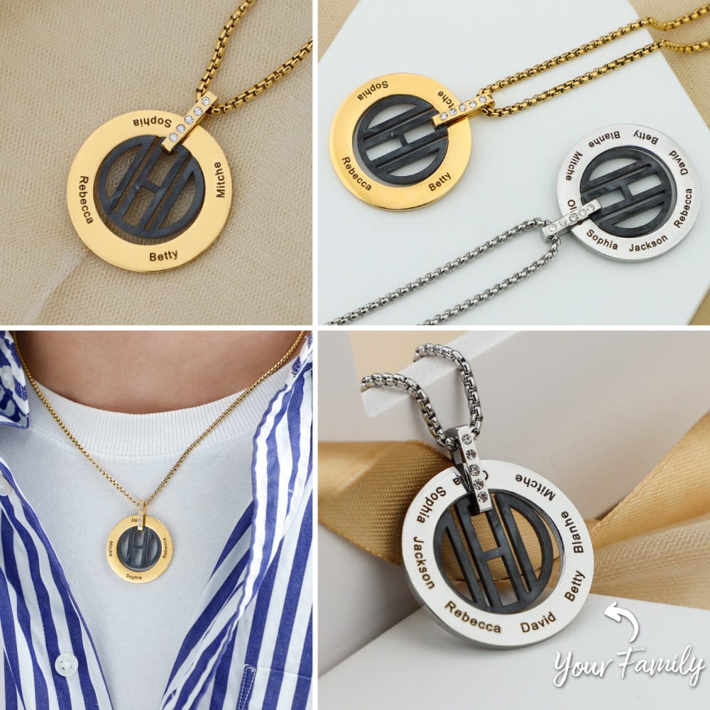 Father's Day Gift Personalized DAD Circle Necklace Necklace for man MelodyNecklace