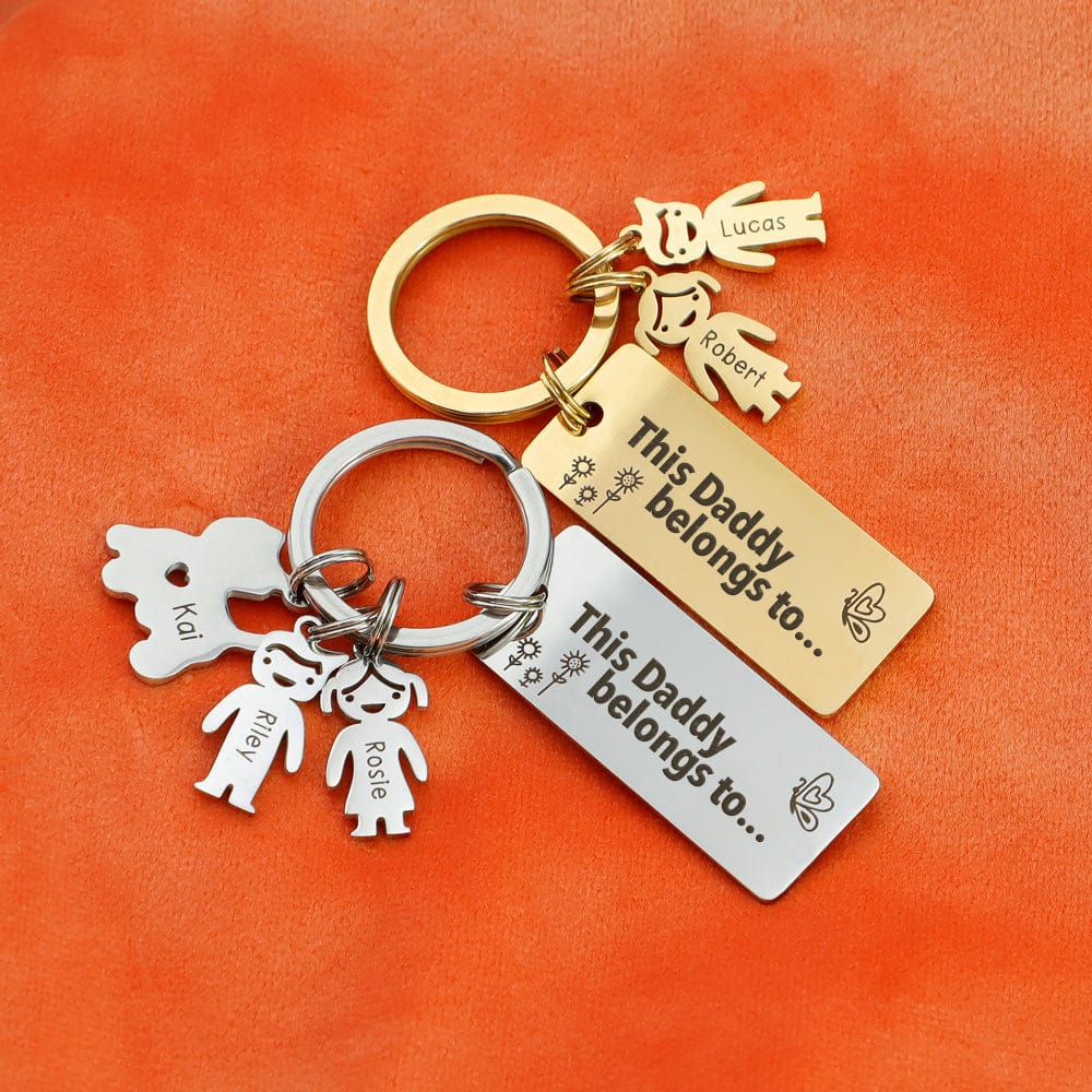 Father's Day Gift Personalized This Daddy Belongs to.. Keychain With Kids Charm Keychain MelodyNecklace