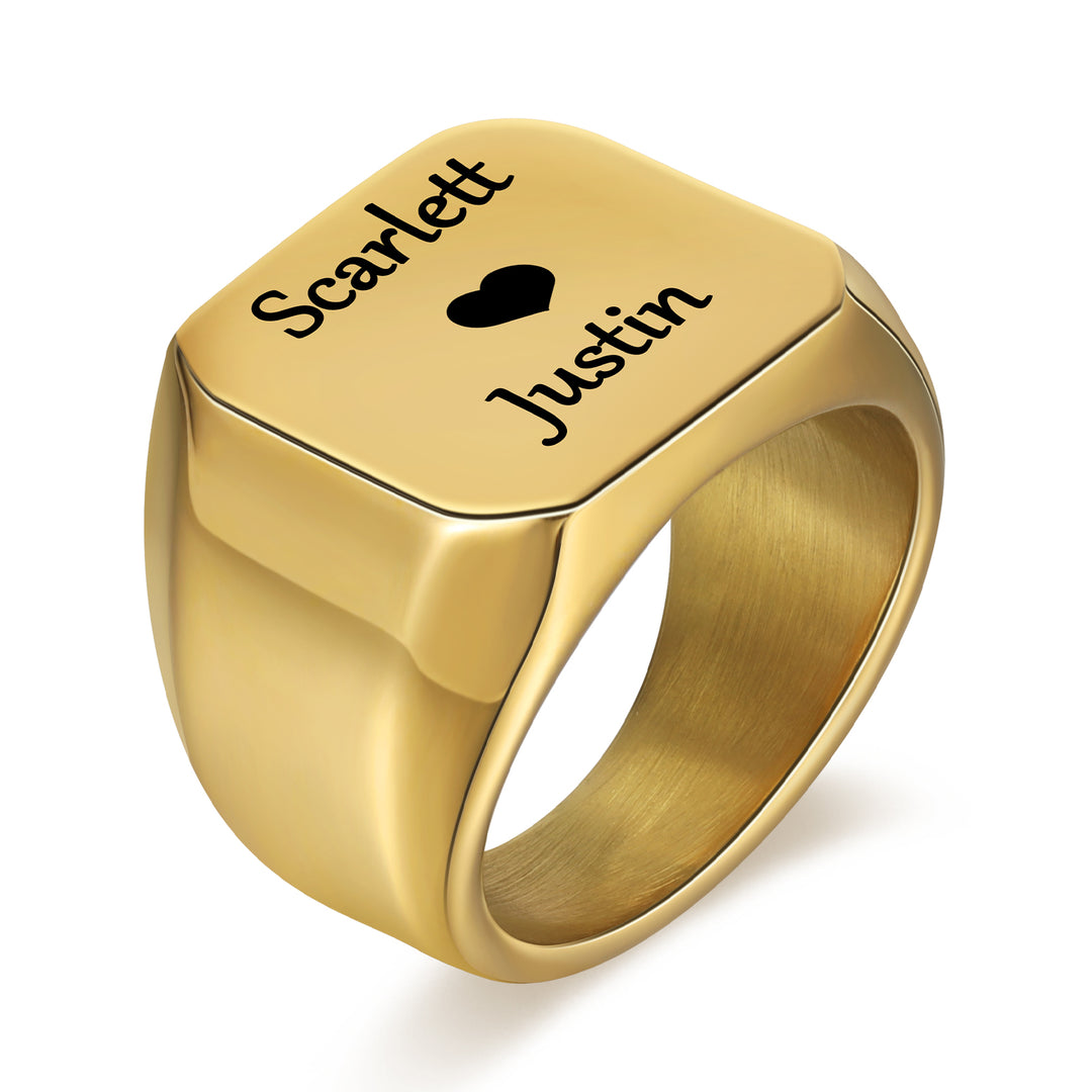 Personalized Name Ring Thumb Ring Titanium Stainless Ring for Men
