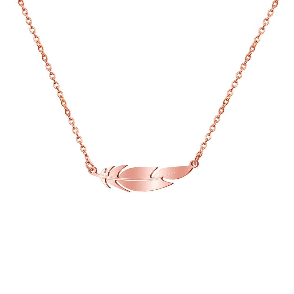 Feather Necklace Rose Gold Myron Necklace MelodyNecklace