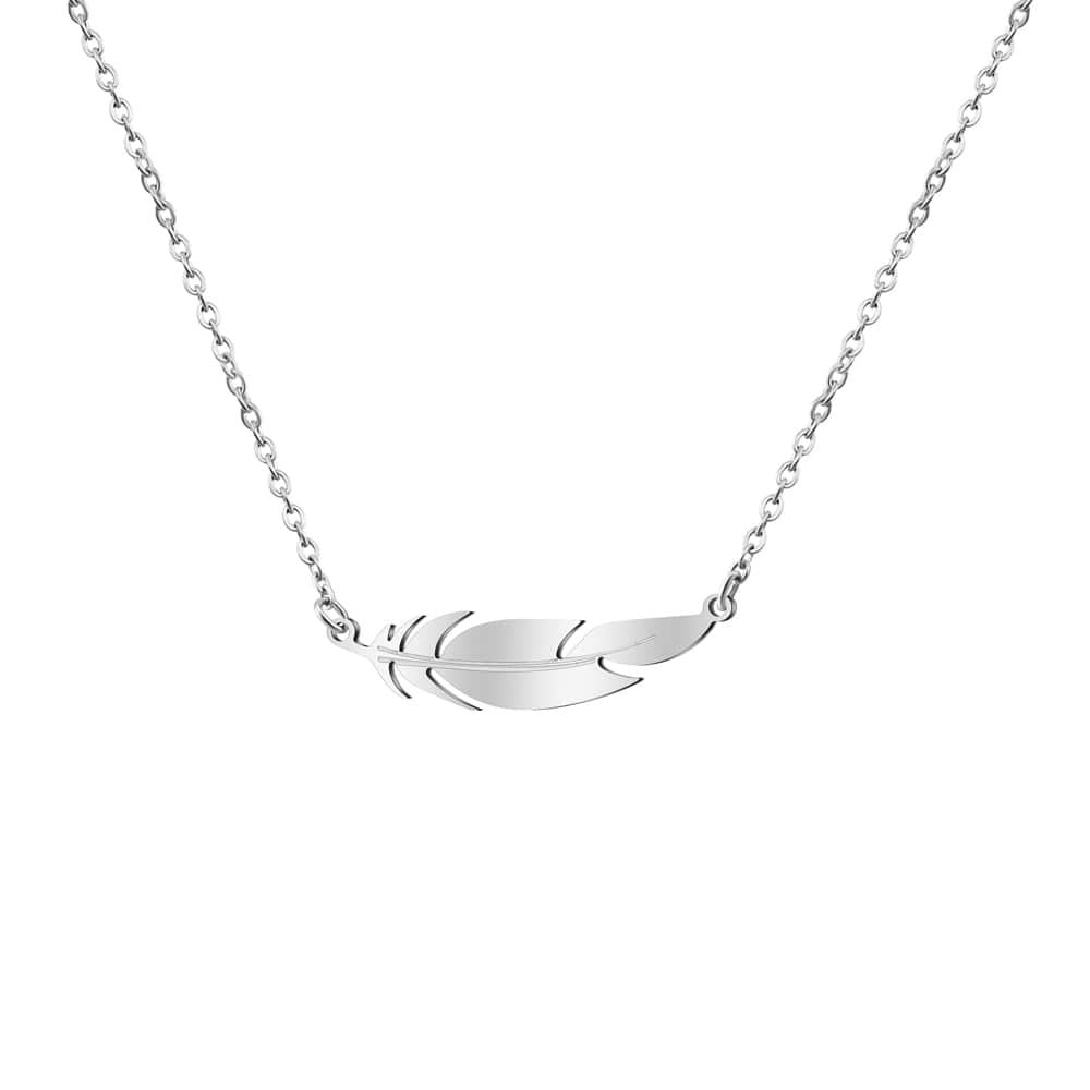 Feather Necklace Silver Myron Necklace MelodyNecklace