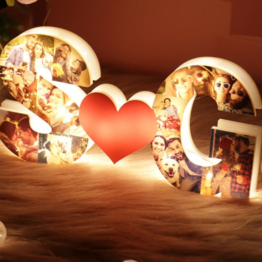 Personalized 2 Letters Plaque Heart Night Light Custom PhotoCouple LED Lamp romantic Valentines's Gift